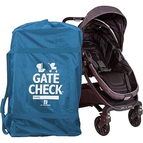J.L. Childress Gate Check Bag for Single & Some Double Strollers - Travel Bag for Airplane, Fits Most Standard Baby Strollers, Airport Accessories Gate Check, Flying Essentials - Deluxe, Blue