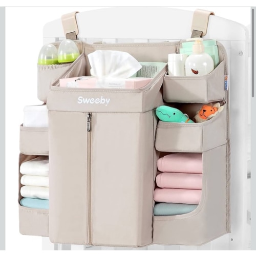 Sweeby Diaper Organizer for Changing Table and Crib - Nursery Diaper Stacker Hanging Caddy for Baby Essentials
