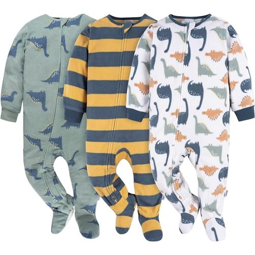 Gerber baby-boys Fleece Footed Pajamas 3-pack