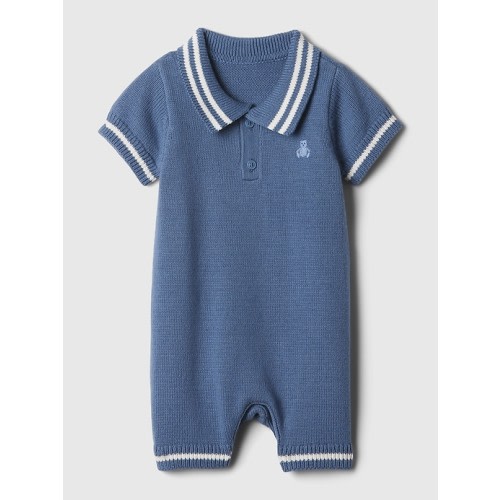 Baby Polo Sweater Shorty One-Piece in bainbridge blue, size: 6-12 M