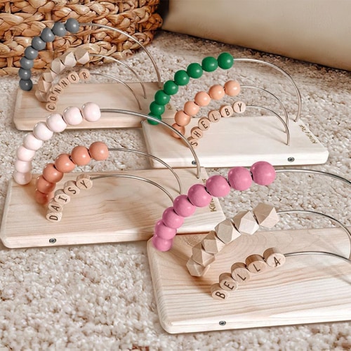 Personalized Rainbow Abacus, Montessori Nursery Decor Bohemian Toys | Kindlytoys