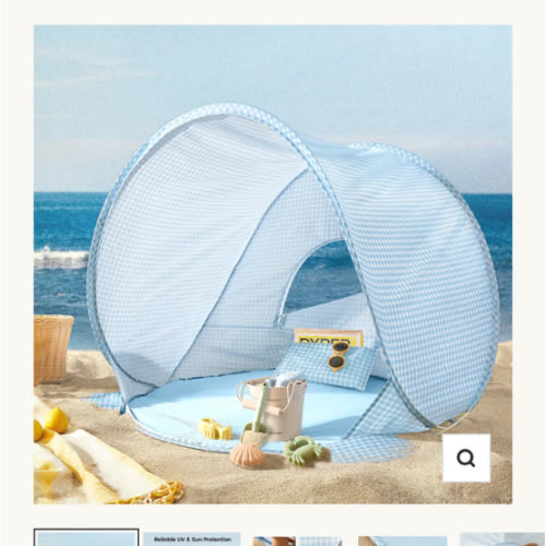 Tiny Land® One-Stop Beach Toy & Tent Set – Light Blue Gingham