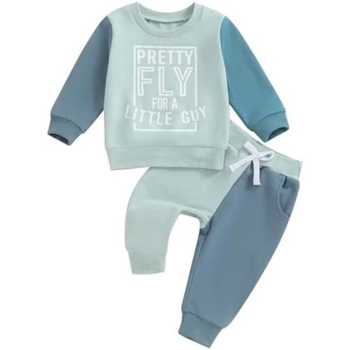 FOCUSNORM Toddler Baby Boy Fall Outfit Mama's Boy Letter Embroidery Sweatshirt Top Elastic Pants Set Cute 2pcs Winter Clothes