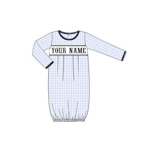 Pre-Order Hand Smocked Custom Name Blue Layette Gown