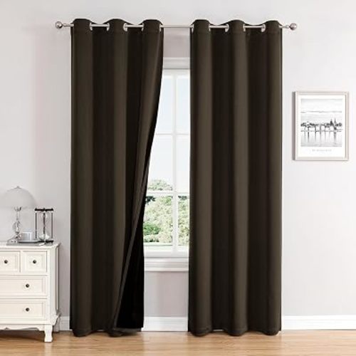 ChrisDowa 100% Blackout Curtains for Bedroom 84 Inches Long 2 Panels Set