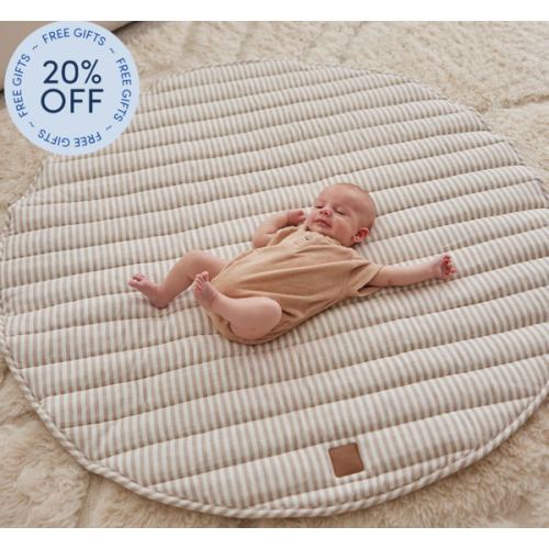 Natural Stripe Linen Baby Play Mat