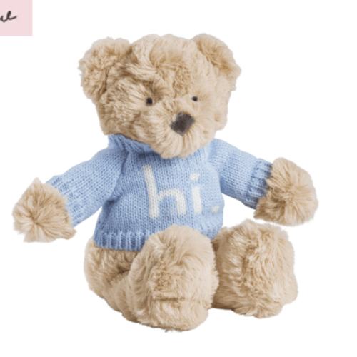 Plush Hi Baby Blue Bear | Soft Plush Bear Baby Gift | Mud Pie