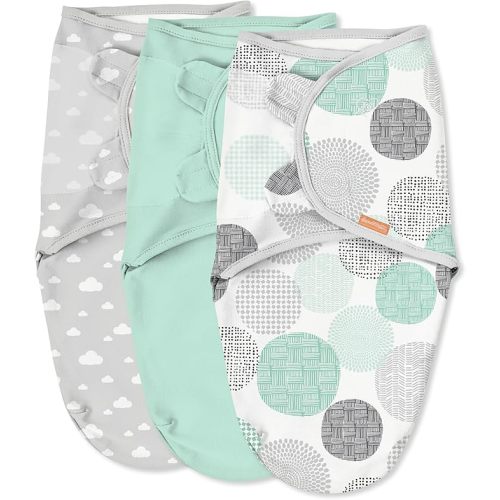 SwaddleMe by Ingenuity Original Swaddle, 100% Cotton, Improves Sleep & Calms Startle Reflex, 0-3 Months, 3-Pack