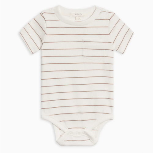 Dana Ribbed Short Sleeve Bodysuit, Dario Stripe, 6-12m