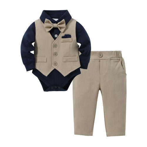 Baby Boy Clothes 0-18 Months Newborn Infant Outfit Shirt Bowtie Suspender Pant Vest Clothing Suit