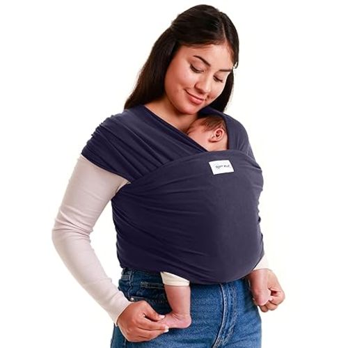 Sleepy Wrap Stretchy Ergonomic Baby Carrier Sling for Newborns to Toddlers - Hands-Free Lightweight Baby Wrap 7-35 lbs (Navy Blue)