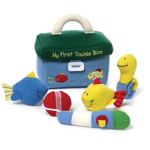 Baby GUND Play Soft Collection, My First Tackle Box 5-Piece Plush Playset with Rattle, Squeaker and Crinkle Plush Toys, Sensory Toy for Babies and Newborns, 8