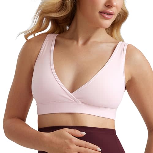 CRZ YOGA Butterluxe Maternity V Neck Nursing Bras - Wireless Sleep Breastfeeding Lounge Womens Pregnancy Bralette Comfy