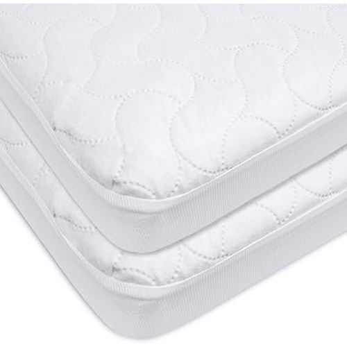 American Baby Company 2 Pack Waterproof Fitted Mini Crib Mattress Protector 38" x 24" - Quilted, Noiseless, Ultra-Soft & Breathable Pack n Play and Mini Crib Mattress Cover