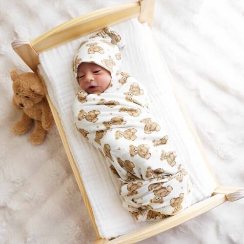 Beary Sweet Bamboo Waffle Oversized Swaddle Blanket