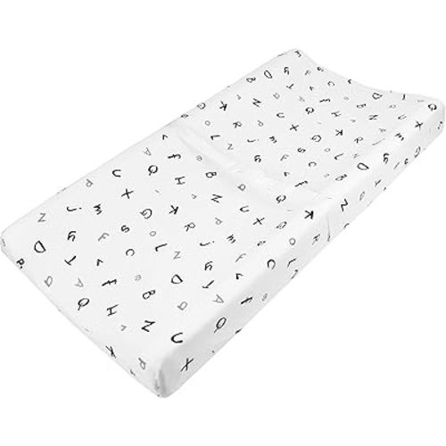 TL Care Printed 100% Cotton Knit Fitted Contoured Changing Table Pad Cover - Compatible with Mika Micky Bassinet, Alphabet, for Boys and Girls