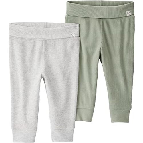 little planet by carter's Neutral 2-Pack Pants Made with Organic Cotton, Green, Grey, 3M