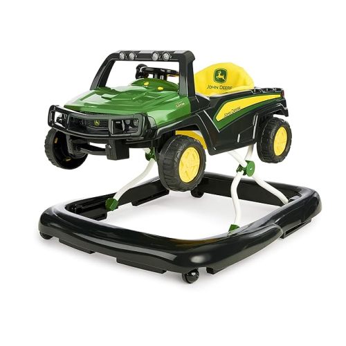 Bright Starts John Deere 4-in-1 Gator Green Baby Activity Center & Push Walker with Removable Interactive Steering Wheel Toy, 6 Months and up