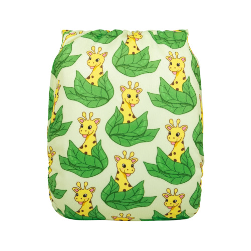 ALVABABY Positioning Cloth Diaper - One Size Adjustable Washable & Reusable Diaper for Babies and Toddlers (Giraffe, YDP220A)
