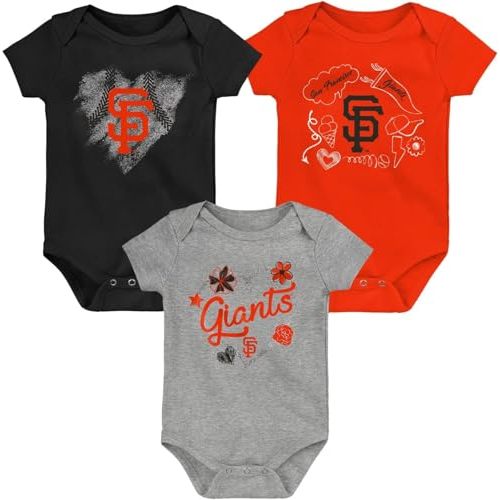 Outerstuff MLB Newborn & Infants Girls 0-24 Months Batter Up 3 Piece Onesie Creeper Romper Set