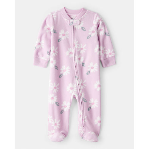 Baby Girl Floral Print Loose Fit Long-Sleeve Sleep & Play Pajamas - Pink - Carter's | Carter's