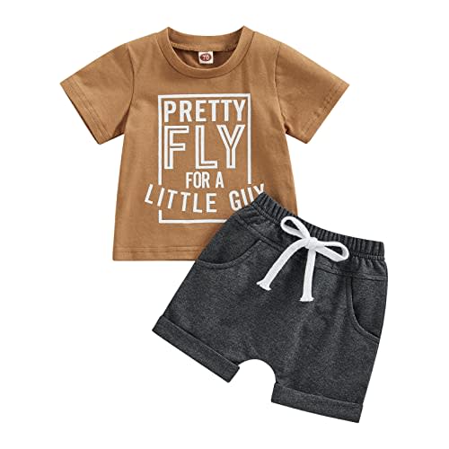 allshope Toddler Baby Boy Summer Outfit Short Sleeve T Shirt Top Casual Shorts Set Infant Newborn Clothes 6 12 18 24 Month 2T