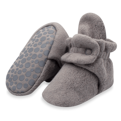 Zutano Cozie Fleece Stay-On Baby Bootie Slipper - Gray