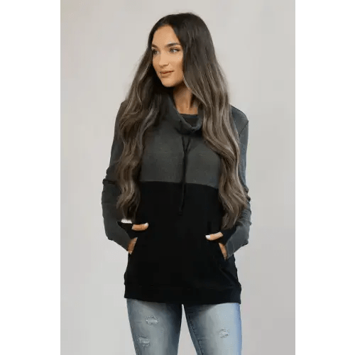 Nursing Sweatshirt Pullover - Colorblock Dark Gray