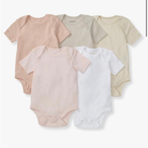 Burt's Bees Baby Bodysuits, Short Sleeve and Long Sleeve One-Pieces, 100% Organic Cotton, Pack of 5