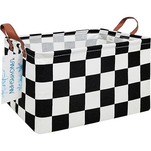 LANGYASHAN Rectangular Storage Bin Collapse Canvas Fabric Cartoon Storage Basket with Handles for Organizing Home Kitchen Boys and Girls Toys Office Closet Shelf Baskets (Rec-Racing flag)