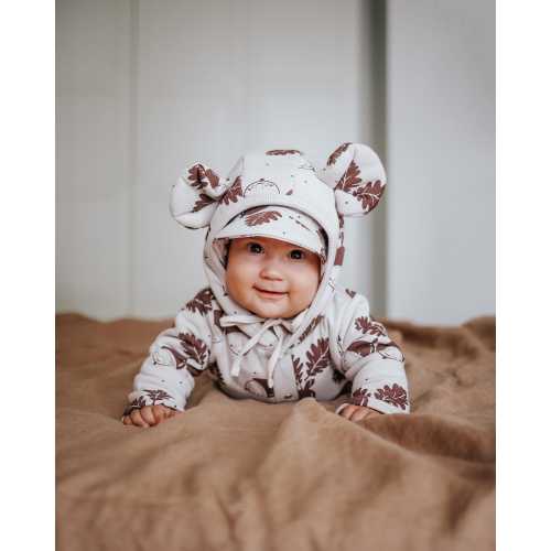 Autumn baby overalls, hooded, children's overalls, hood with ears, grows with the child, acorn print
