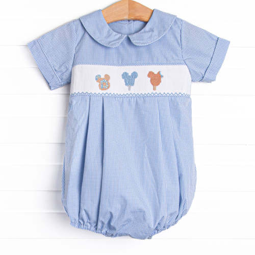 Charming Treats Smocked Bubble, Blue Gingham – Stitchy Fish