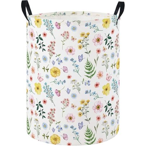 Baby Laundry Hamper Basket Baby Hamper for Nursery Boy and Girl Cute Kids Toys Storage Bin Organizer Boho Room Decor(Colorful Flower)