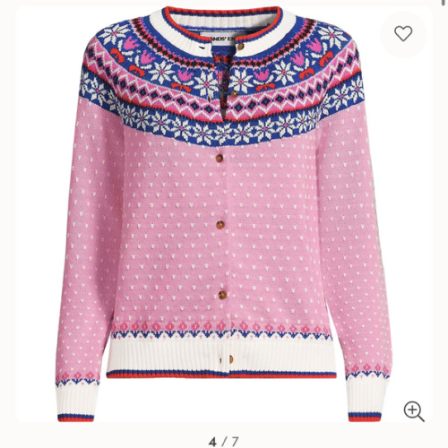 Women's Drifter Fair Isle Raglan Sleeve Cardigan Sweater | Lands' End