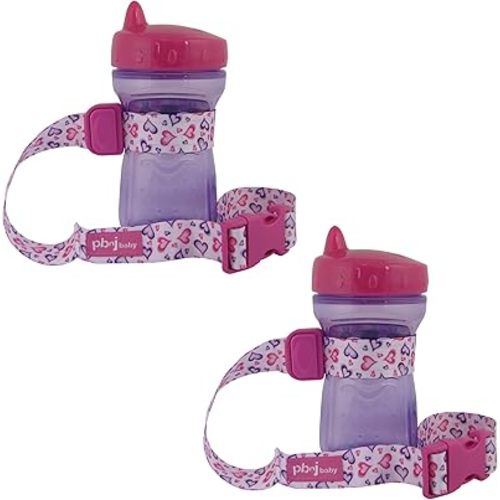 PBnJ Baby SippyPal Sippy Cup Holder Strap Leash Tether (Hearts 2-Pack)
