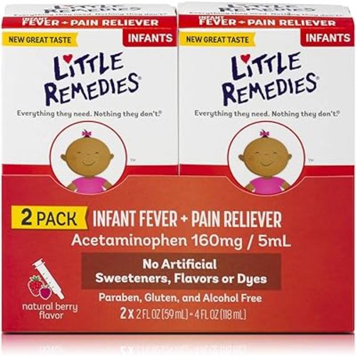 Little Remedies Infant Fever & Pain Reliever, Natural Berry Flavor, 2 Fl Oz (Pack of 2)
