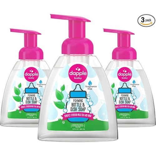 Dapple Baby Fragrance-Free Foaming Baby Bottle & Dish Soap - (3 Pack) 13 fl oz - Plant-Powered Cleaner for Bottles, Pump Parts, and Sippy Cups