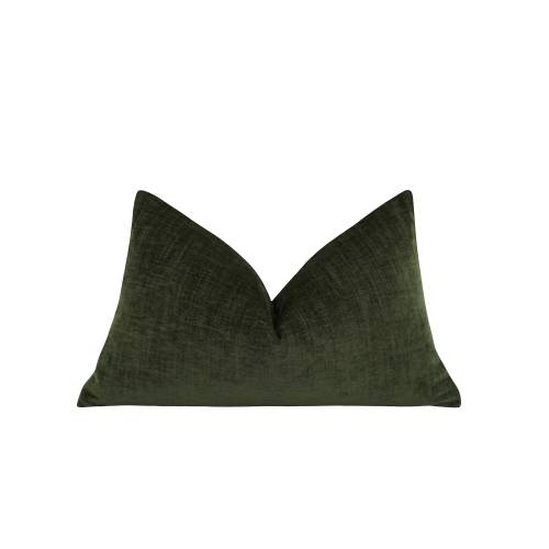 Green Chenille Pillow Cover, Double Sided Dark Green Pillow Cover, Green Accent Pillow, Soft Chenille Lumbar, 12x20 Dark Green Chenille