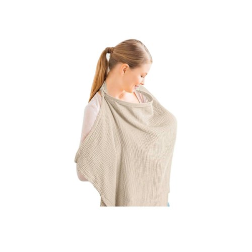 Konssy Muslin Nursing Cover for Baby Breastfeeding, Breathable 100% Cotton Breastfeeding Cover with Rigid Hoop for Mother Nursing Apron, Multi-use Carseat Canopy (Summer Wheat)