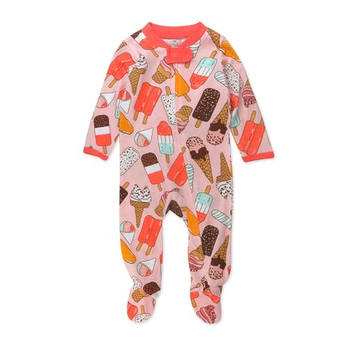HonestBaby Sleep & Play Footed One-Piece Pajama Sleeper 100% Organic Cotton, Baby Girls