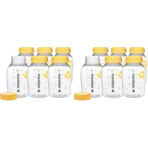 Breast Milk Collection and Storage Bottles with Solid Lids - 5oz-150mL Breastmilk Container, Compatible with Medela Breast Pumps and Made Without BPA (Pack of 12)