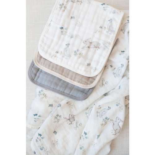 Organic Muslin Gauze Thick Absorbant Burp Cloths | Ivy Ducks Bunnies Blue Green Fawn & Foster Baby Newborn Textiles Blankets Receiving