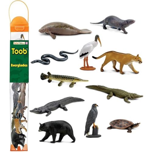 Safari Ltd. Everglades TOOB - 11 Mini Figurines: Manatee, Alligator, Turtle & More - Educational Toy Set for Boys, Girls & Kids Ages 3+