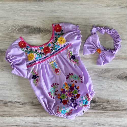 Puebla Mexican Baby Onesie - Hand Embroidered – Camelia Mexican Boutique