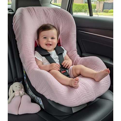 Organic Muslin Baby Car Seat Cover: Breathable Cotton Liner, stroller cover