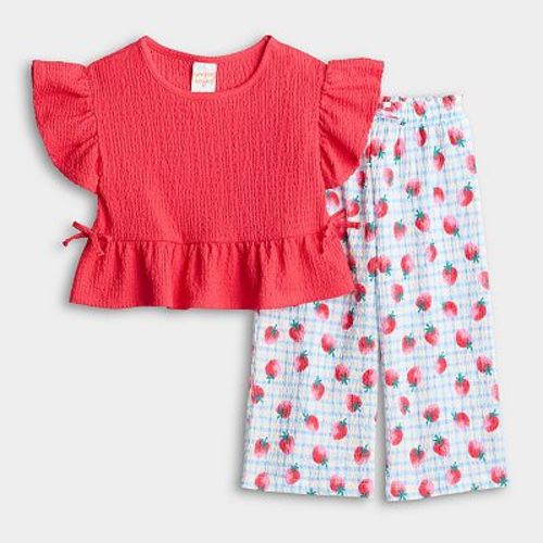 Baby & Toddler Girl Jumping Beans® Crinkle Knit Peplum Top & Pant Set