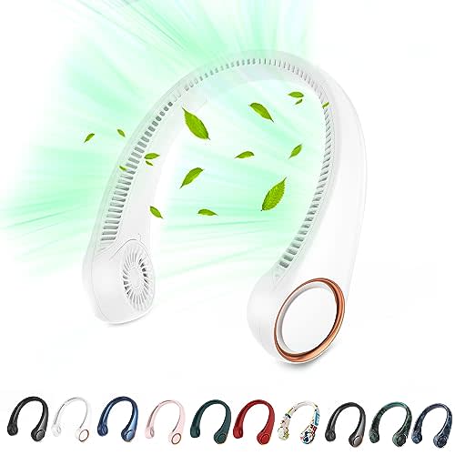 penkou Portable Neck Fan, Hands Free Personal Fan,360° Airflow,3-16 Running Hours, 72 Wind Outlets,4000mAh Battery USB Rechargeable,3-Speeds, Birthday Gifts for Men Women(White)