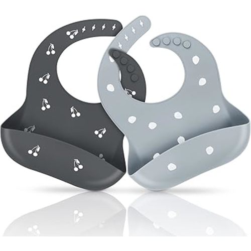 ME.FAN Silicone Baby Bibs for Babies & Toddlers | Adjustable Silicone Bibs Set of 2