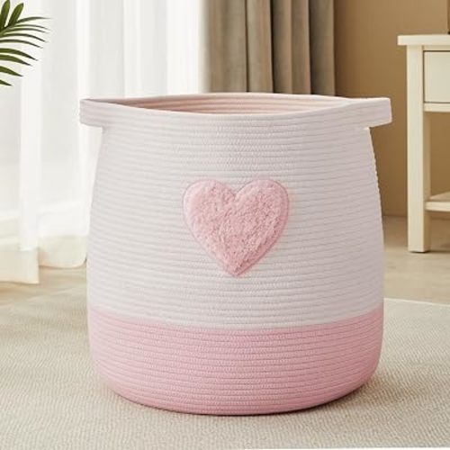 Pink Laundry Basket for Baby Pink Hamper for Girls Kids