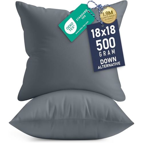 Utopia Bedding 18x18 Pillow Inserts, Set of 2, White – Indoor Decorative Throw Pillows for Bed, Sofa & Couch – Soft, Supportive & Fluffy Cushion Inserts